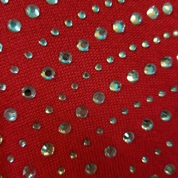 Red rhinestone zip frton sweater, L, NWT - Picture 6 of 8